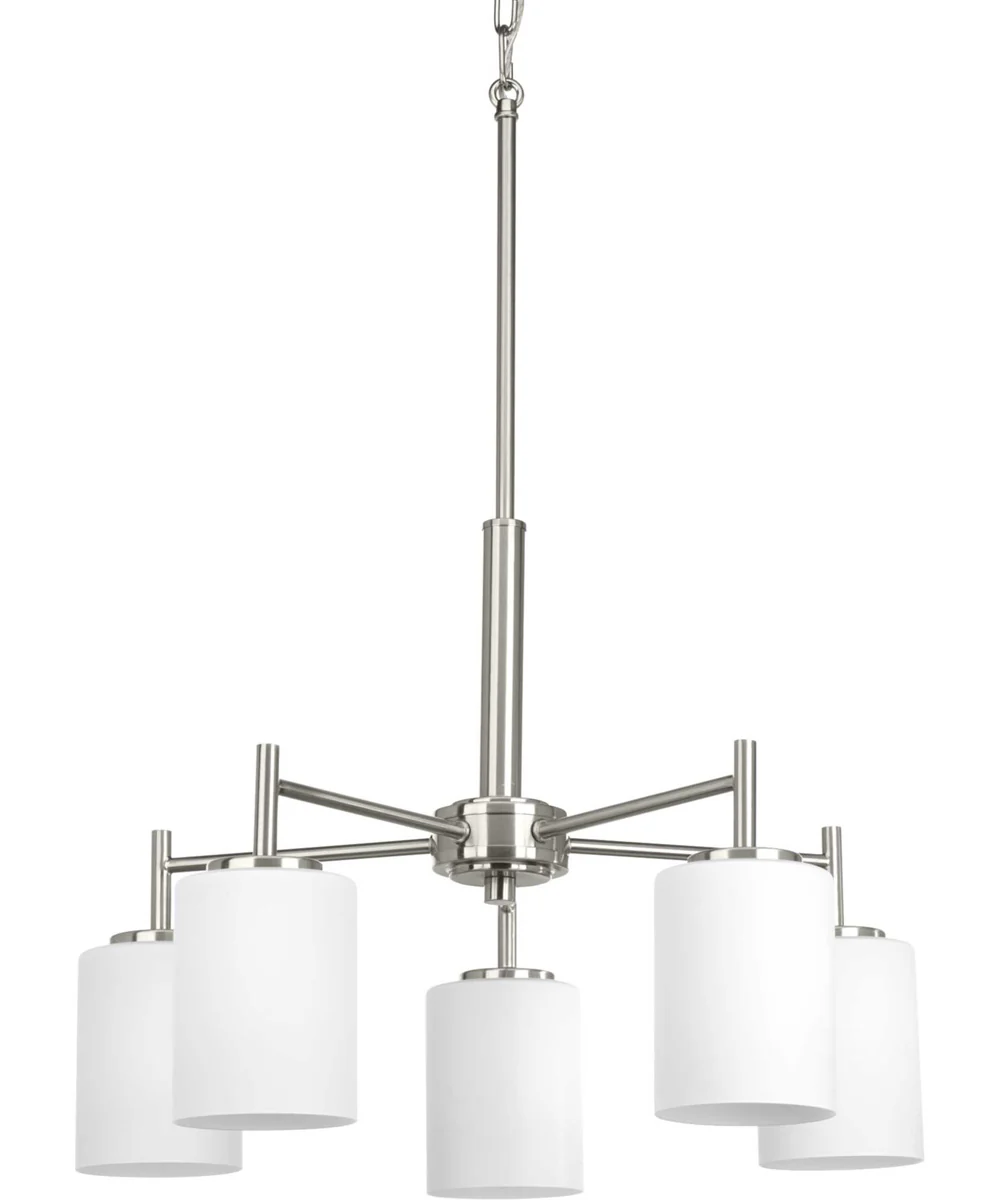 Replay 5-Light Etched Glass Modern Chandelier Light Brushed Nickel - Image 4