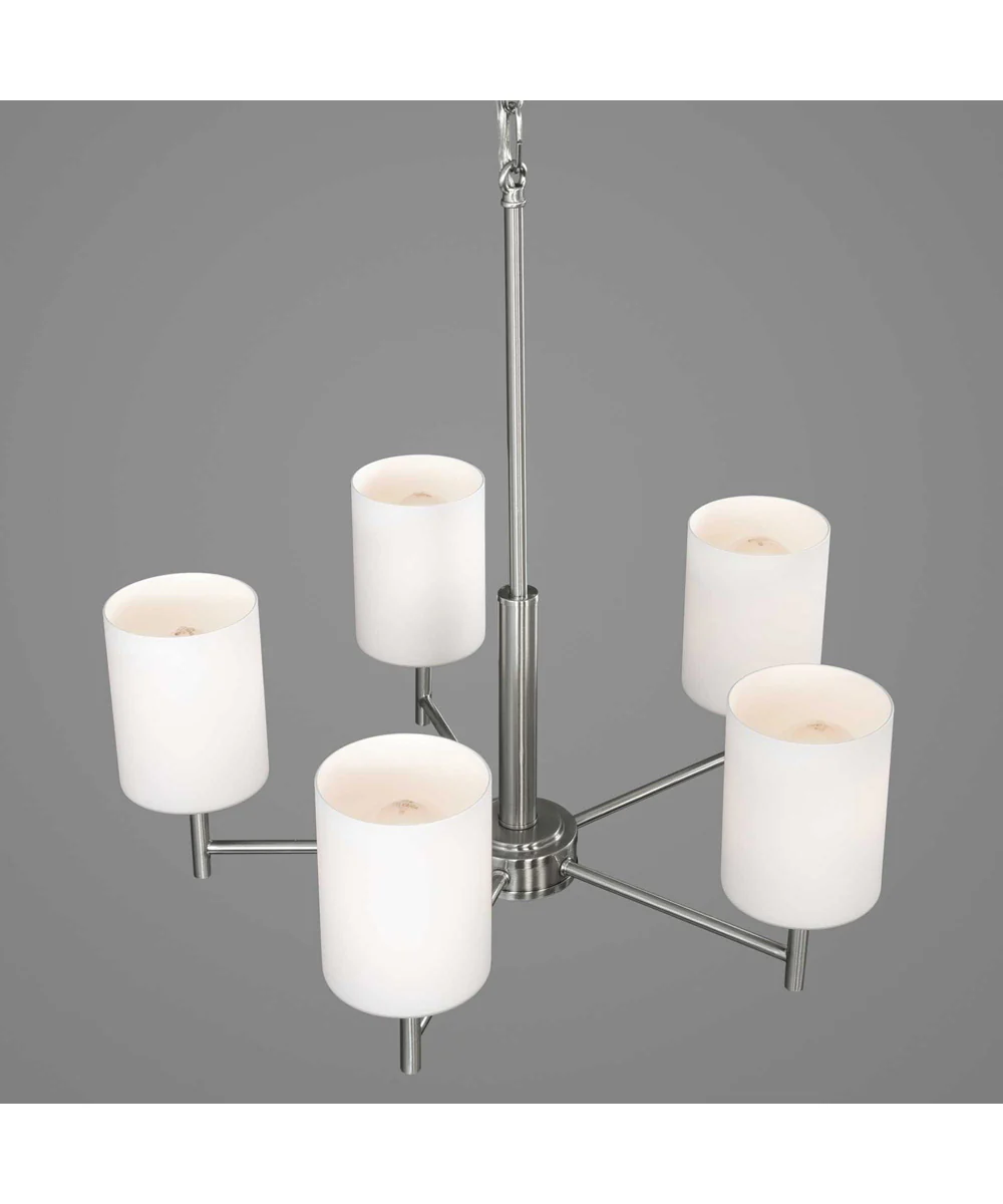 Replay 5-Light Etched Glass Modern Chandelier Light Brushed Nickel - Image 5