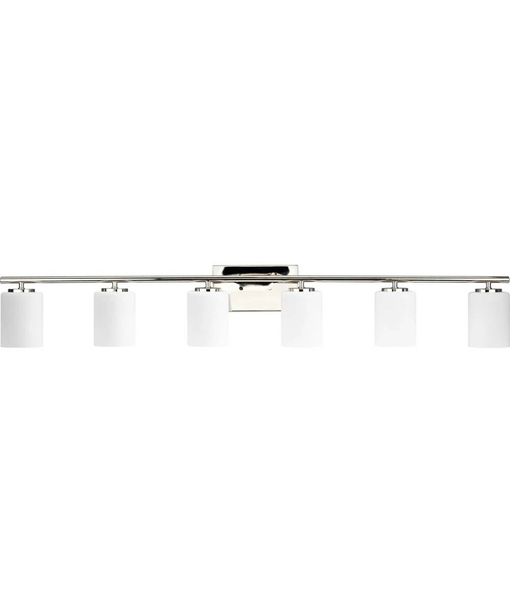 Replay 6-Light Traditional Etched White Glass Bath Vanity Light Polished Nickel