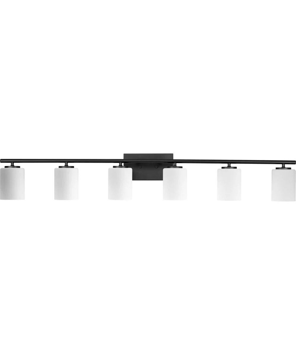 Replay 6-Light Traditional Etched White Glass Bath Vanity Light Textured Black