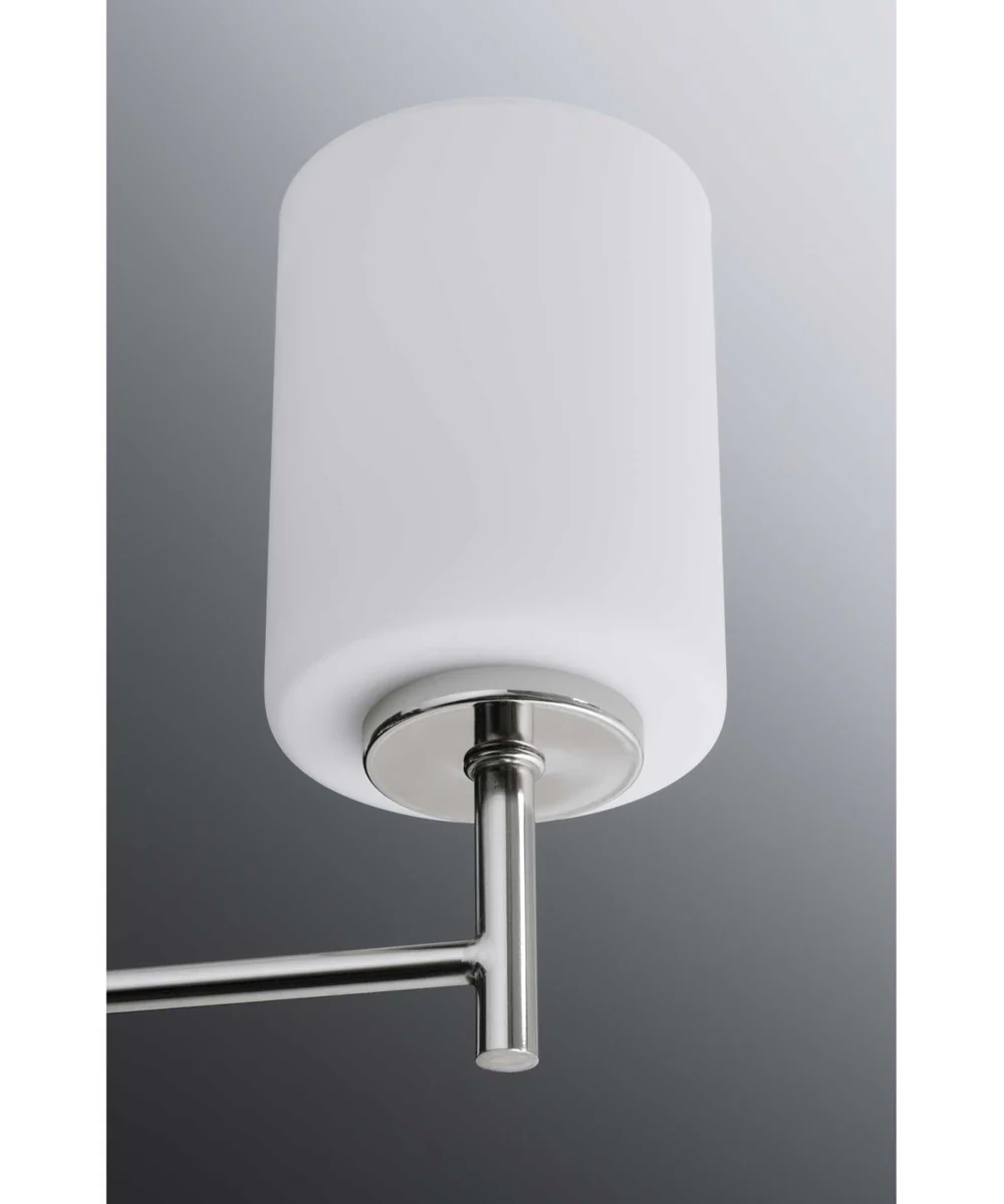 Replay 9-Light Etched Painted White Glass Modern Chandelier Light Polished Nickel - Image 3