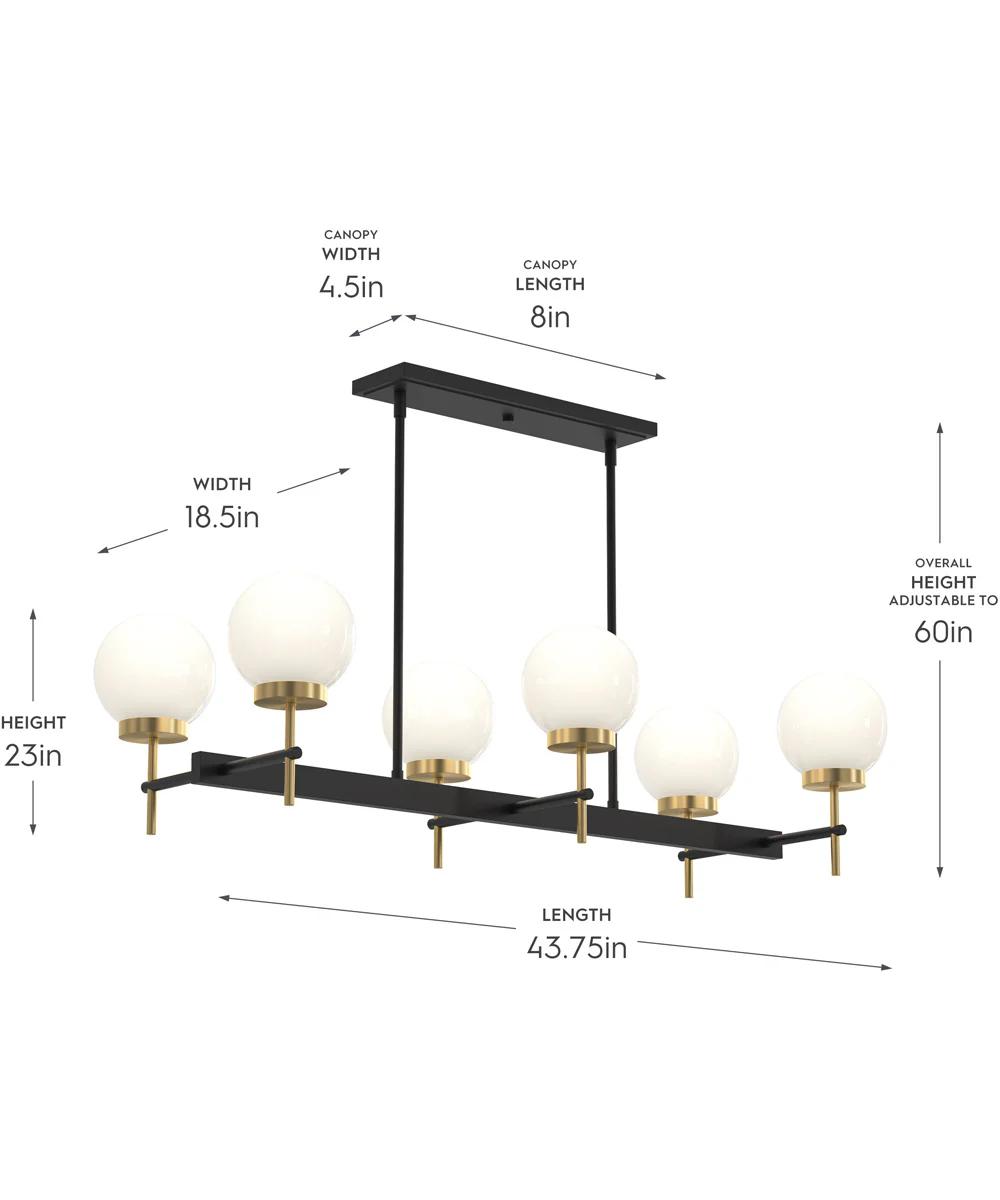 Rigsby 6-Light Linear Chandelier Matte Black and Brushed Gold - Image 4