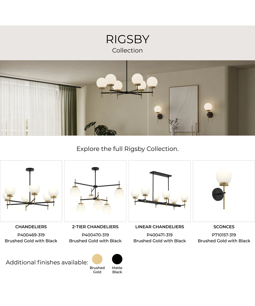 Rigsby 6-Light Linear Chandelier Matte Black and Brushed Gold - Image 9