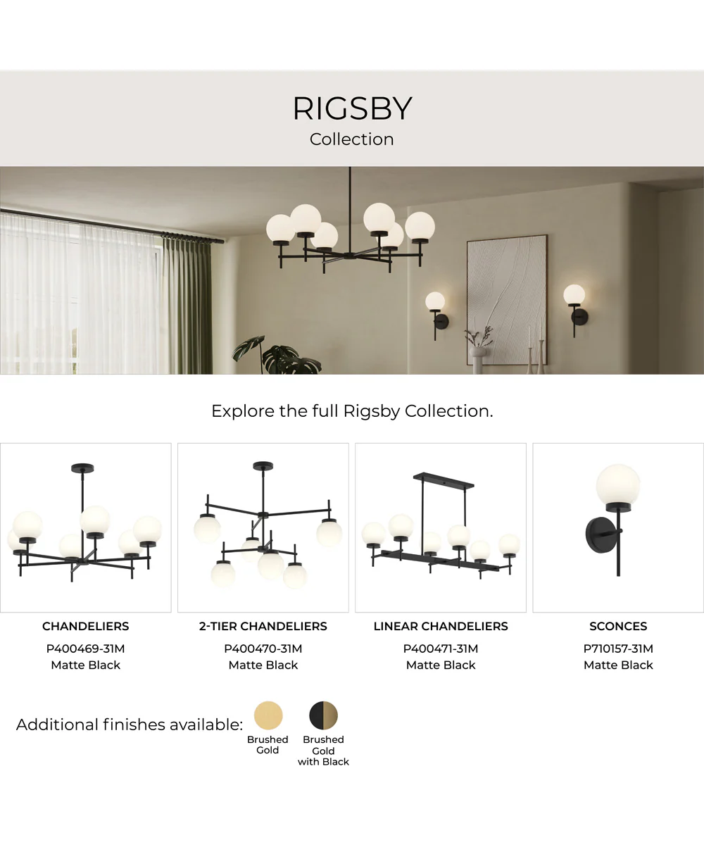 Rigsby 6-Light Linear Chandelier Matte Black - Image 10
