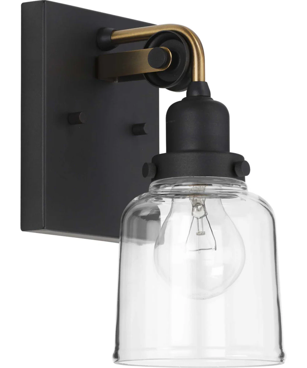 Rushton 1-Light Clear Glass Farmhouse Bath Vanity Light Graphite - Image 8