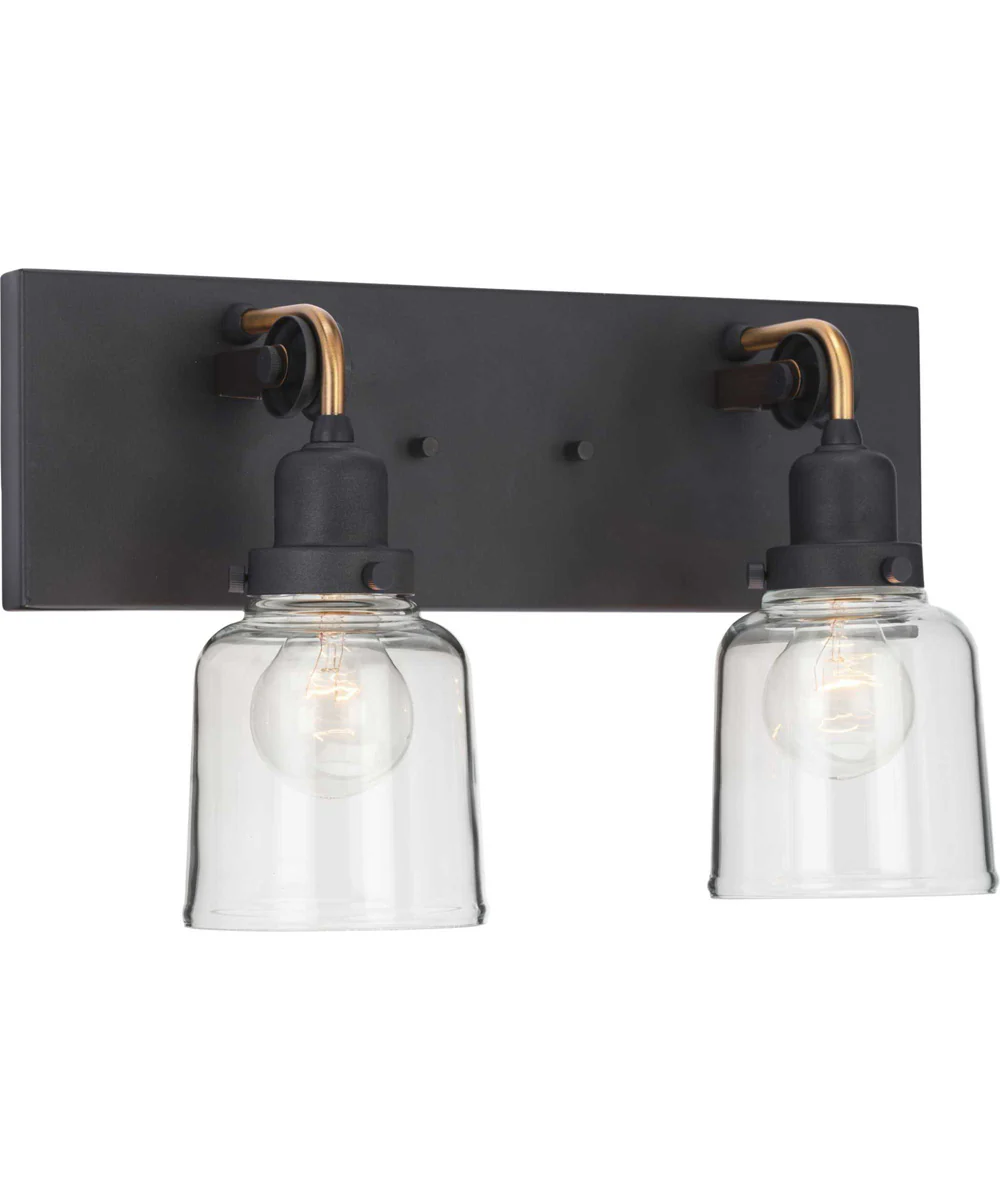 Rushton 2-Light Clear Glass Farmhouse Bath Vanity Light Graphite - Image 3
