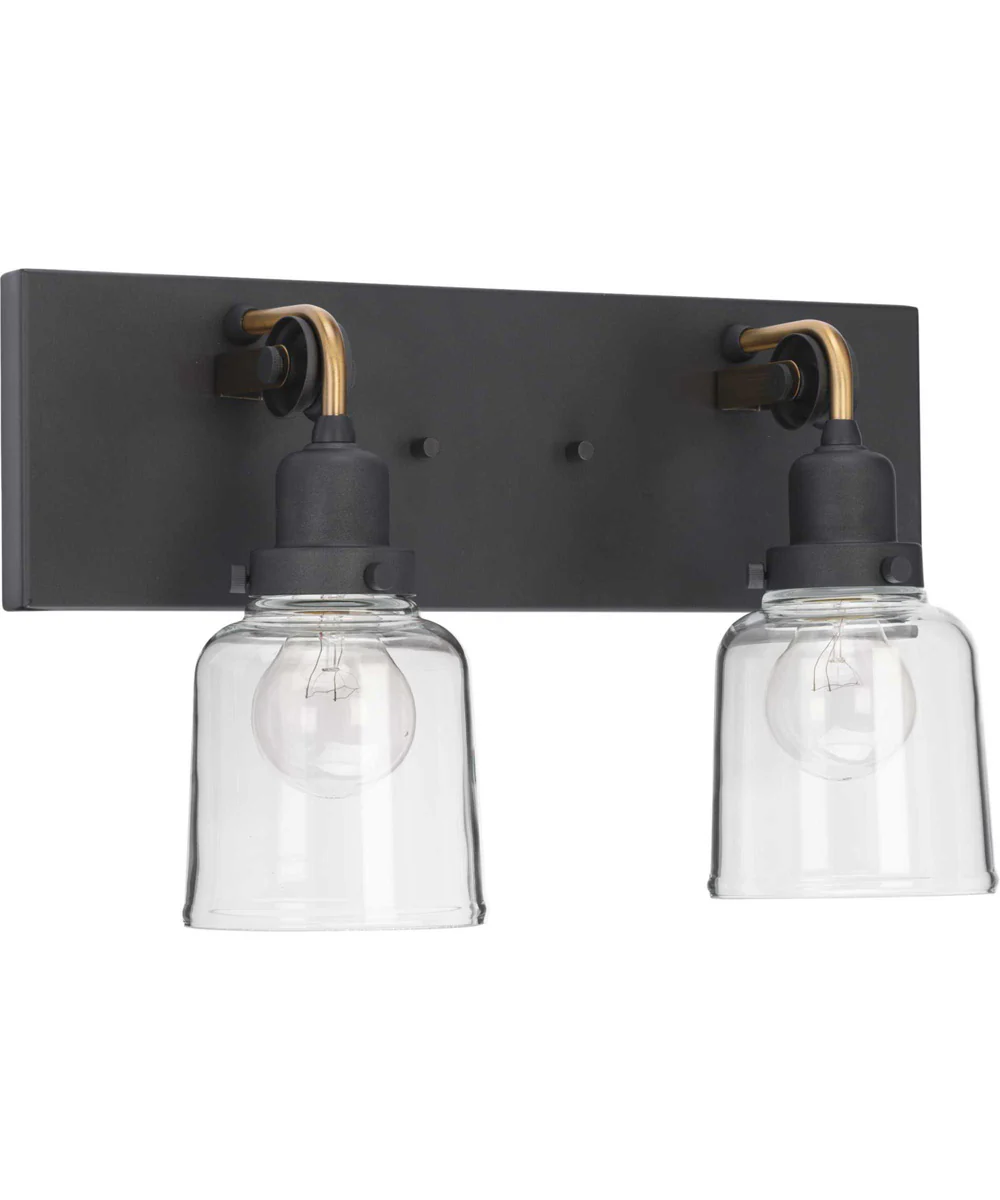 Rushton 2-Light Clear Glass Farmhouse Bath Vanity Light Graphite - Image 5