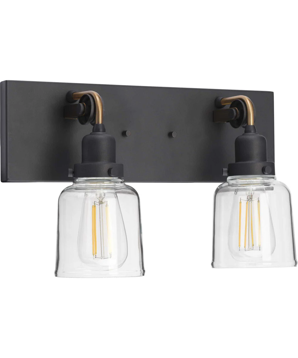 Rushton 2-Light Clear Glass Farmhouse Bath Vanity Light Graphite - Image 7