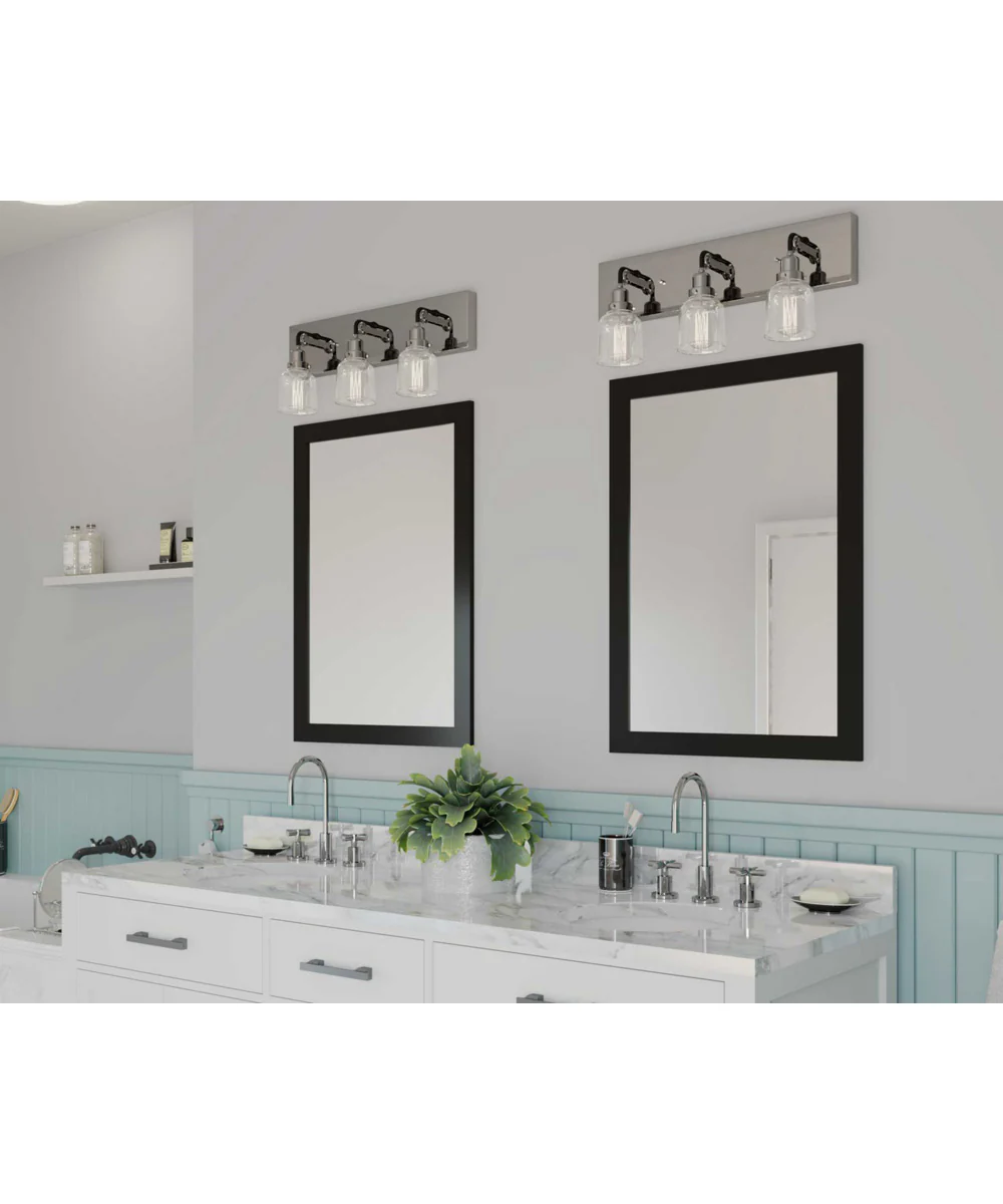 Rushton 3-Light Clear Glass Farmhouse Bath Vanity Light Brushed Nickel - Image 3