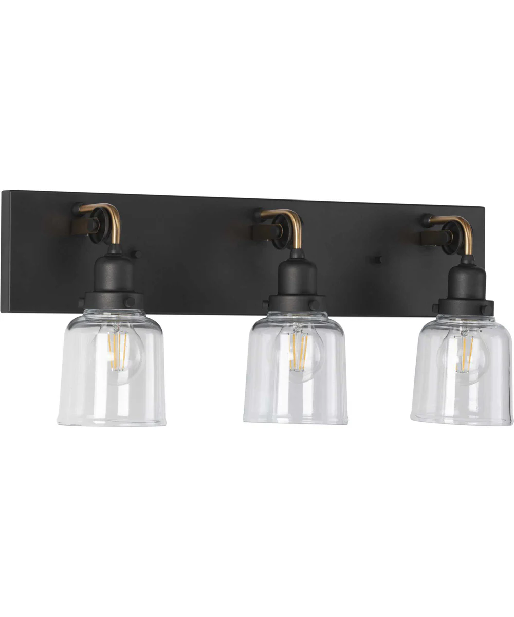Rushton 3-Light Clear Glass Farmhouse Bath Vanity Light Graphite - Image 3
