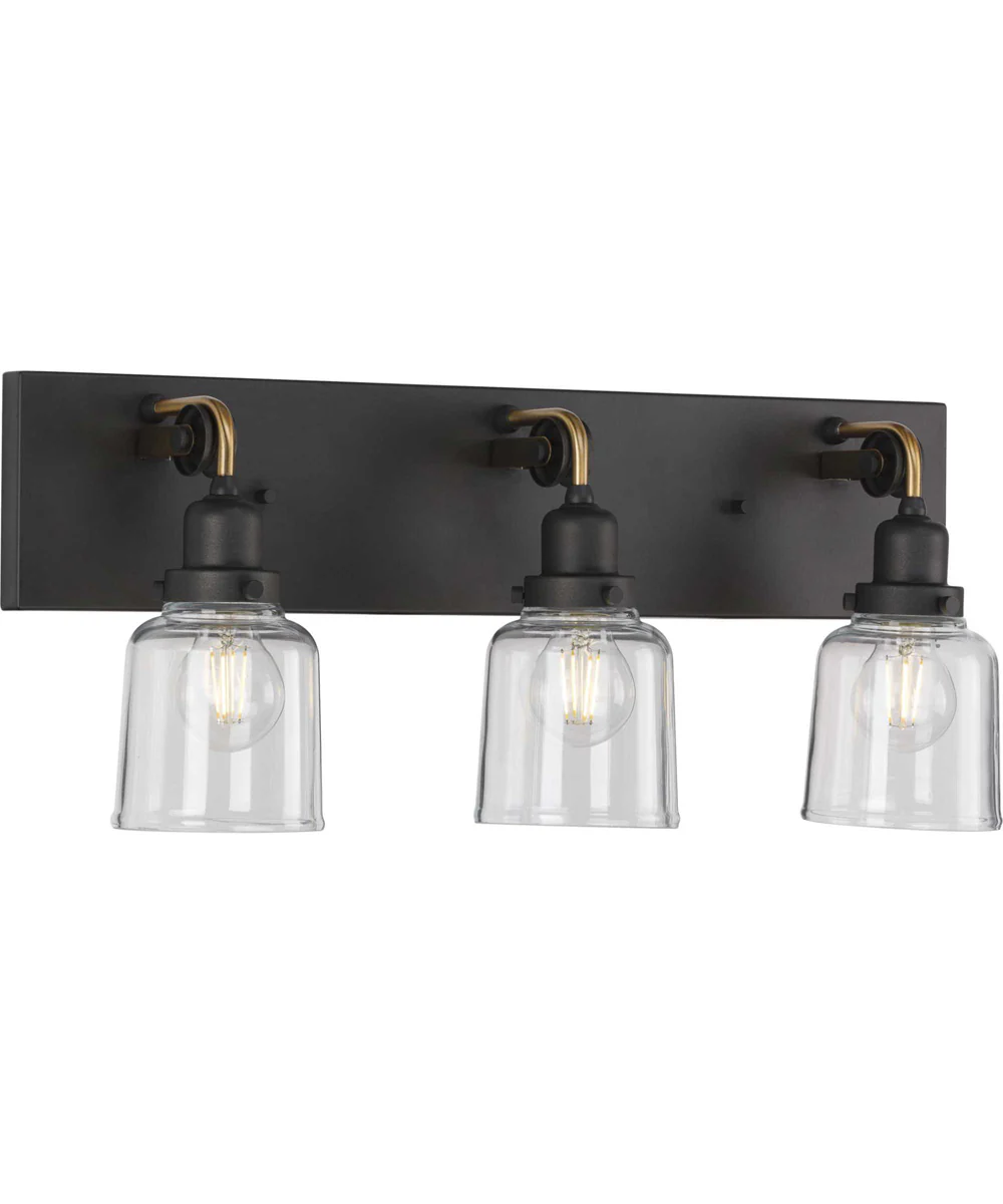 Rushton 3-Light Clear Glass Farmhouse Bath Vanity Light Graphite - Image 5