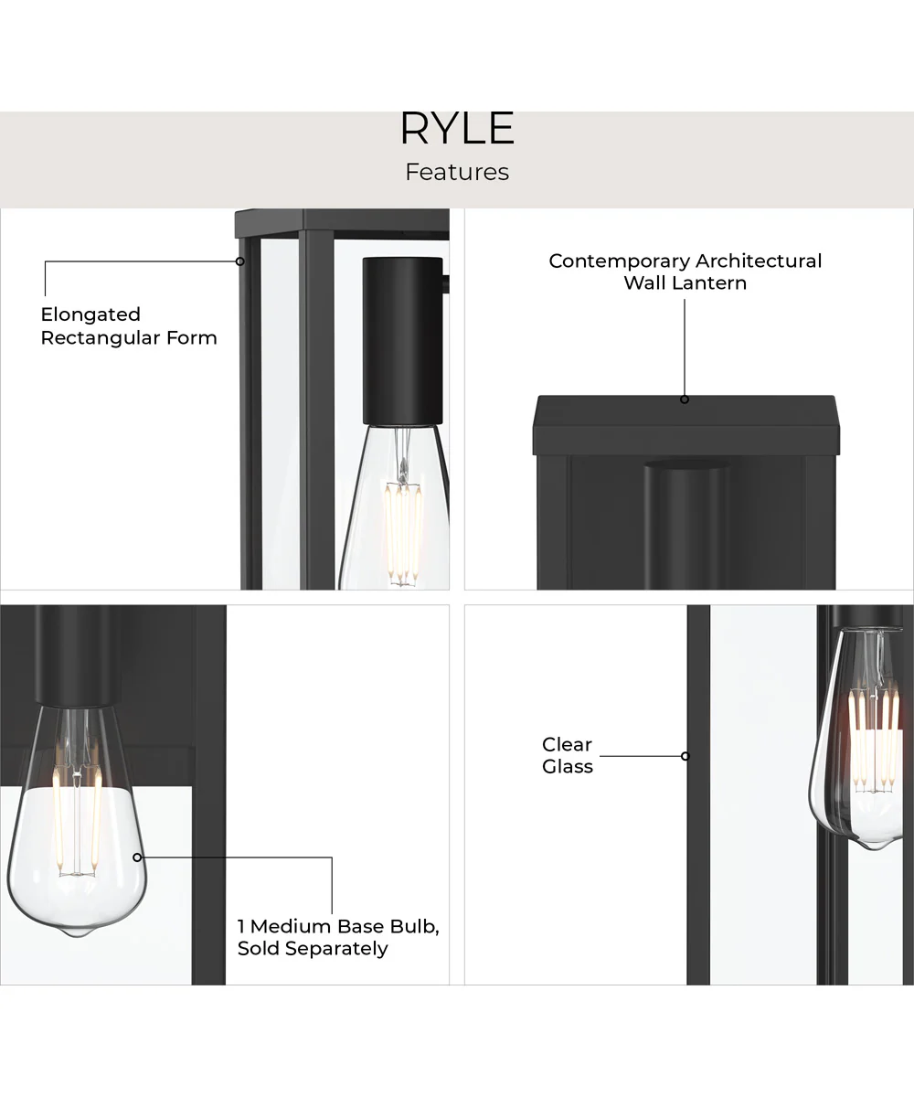 Ryle 1-Light Extra Large Wall Lantern with Clear Glass Panels Matte Black - Image 7