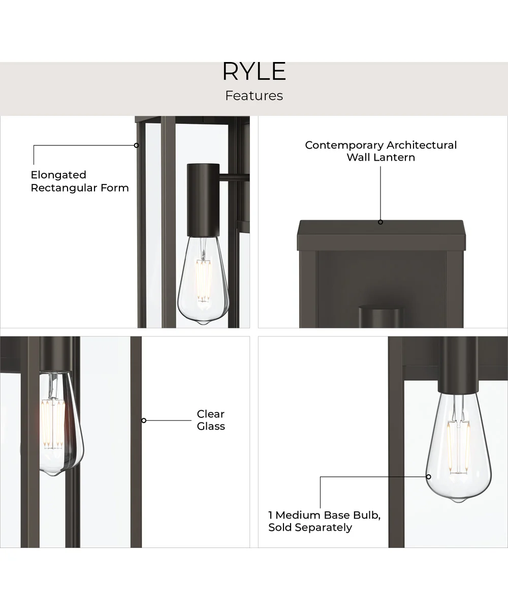 Ryle 1-Light Large Wall Lantern with Clear Glass Panels Antique Bronze - Image 7