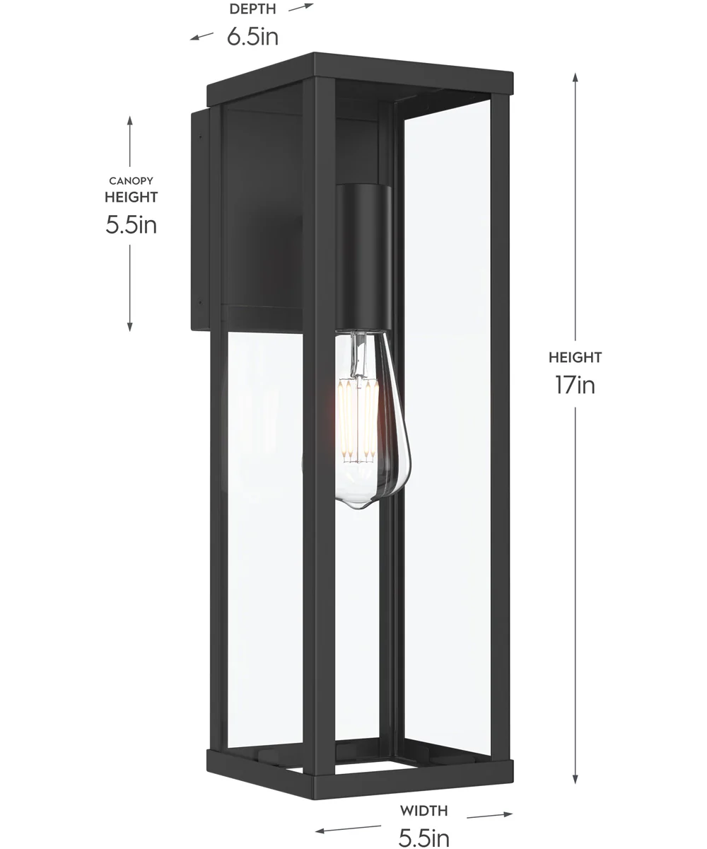 Ryle 1-Light Large Wall Lantern with Clear Glass Panels Matte Black - Image 4