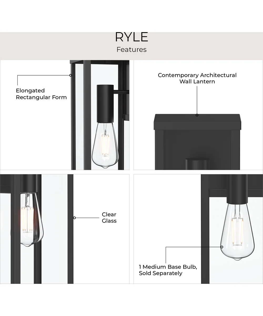 Ryle 1-Light Large Wall Lantern with Clear Glass Panels Matte Black - Image 7