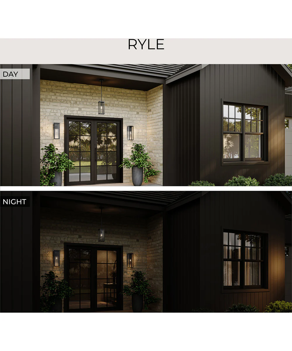 Ryle 1-Light Large Wall Lantern with Clear Glass Panels Matte Black - Image 8