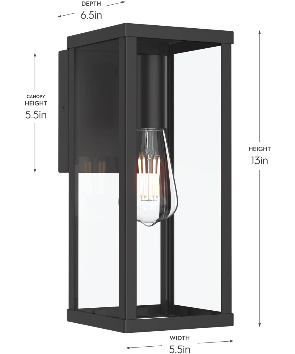 Ryle 1-Light Medium Wall Lantern with Clear Glass Panels Matte Black - Image 4
