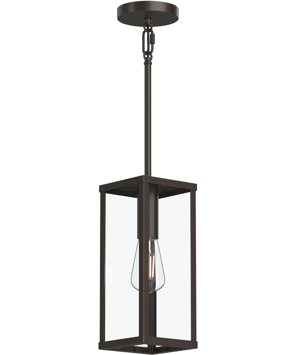 Ryle 1-Light Outdoor Pendant Light with Clear Glass Panels Antique Bronze
