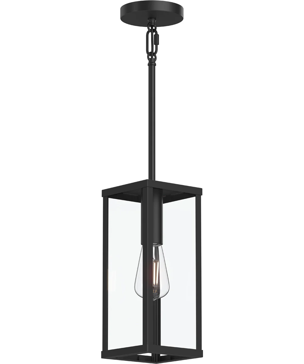 Ryle 1-Light Outdoor Pendant Light with Clear Glass Panels Matte Black