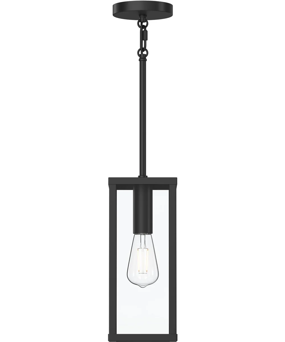 Ryle 1-Light Outdoor Pendant Light with Clear Glass Panels Matte Black - Image 3