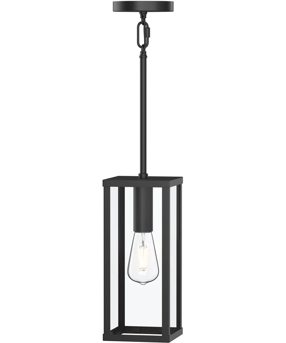 Ryle 1-Light Outdoor Pendant Light with Clear Glass Panels Matte Black - Image 4