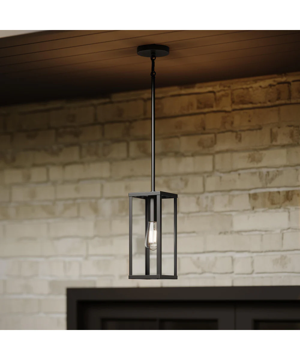 Ryle 1-Light Outdoor Pendant Light with Clear Glass Panels Matte Black - Image 7