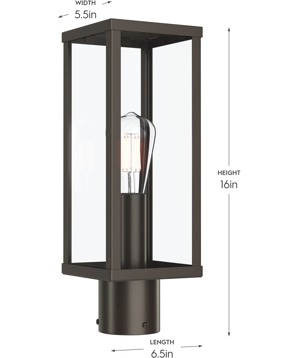 Ryle 1-Light Post Mount Lantern with Clear Glass Panels Antique Bronze - Image 4