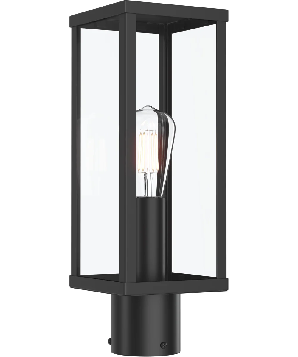 Ryle 1-Light Post Mount Lantern with Clear Glass Panels Matte Black