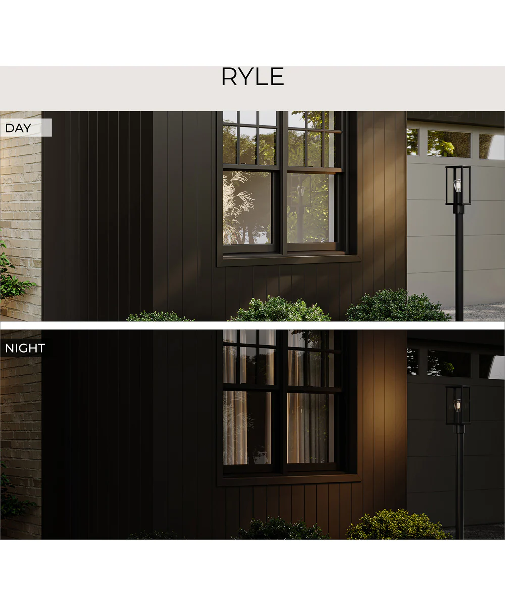 Ryle 1-Light Post Mount Lantern with Clear Glass Panels Matte Black - Image 7