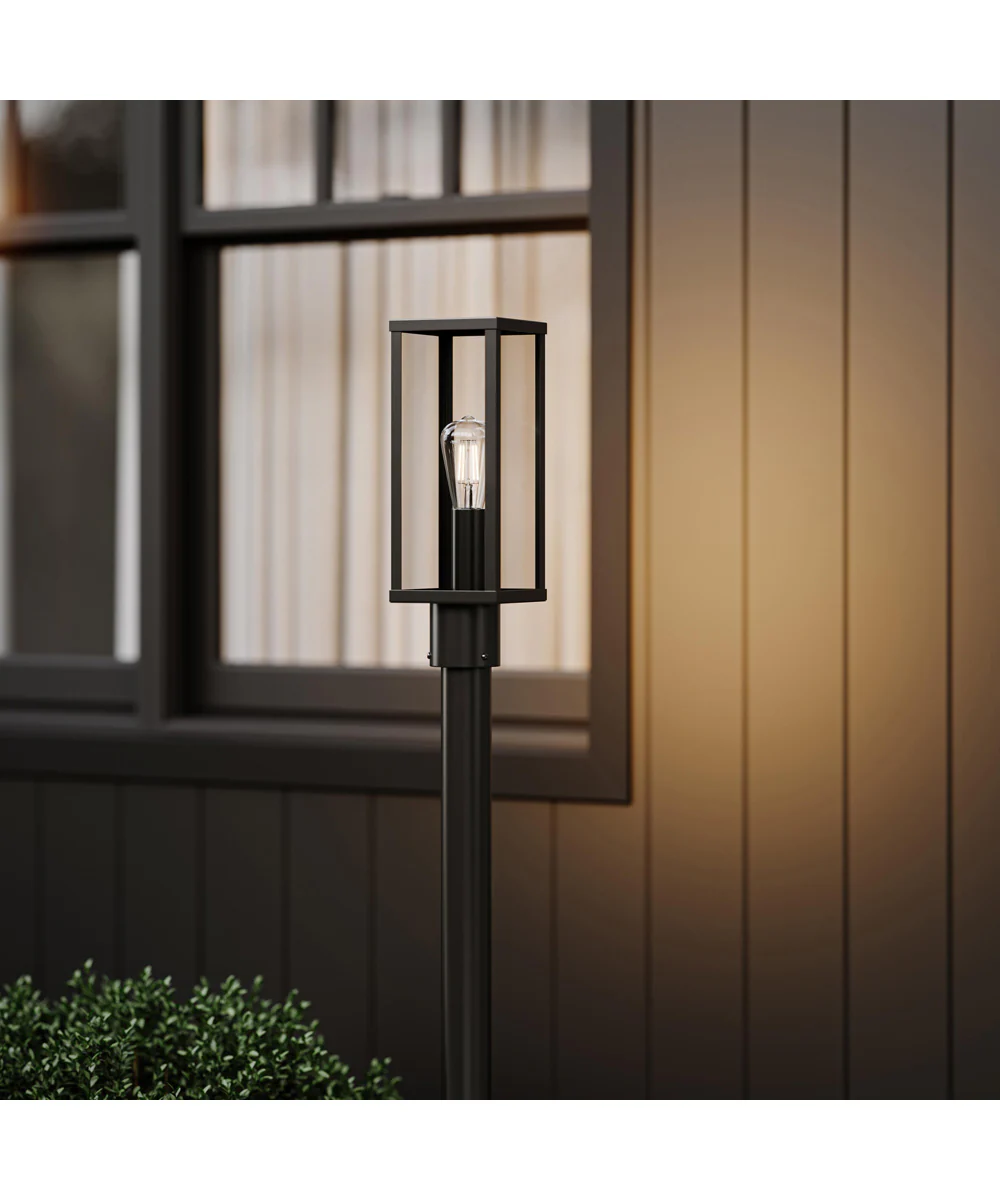 Ryle 1-Light Post Mount Lantern with Clear Glass Panels Matte Black - Image 8