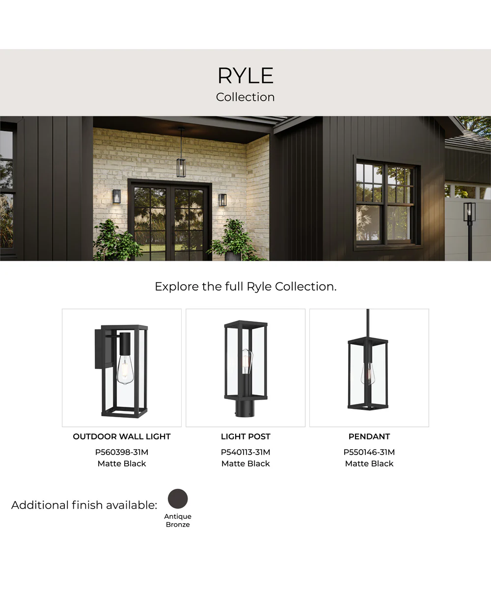 Ryle 1-Light Post Mount Lantern with Clear Glass Panels Matte Black - Image 9