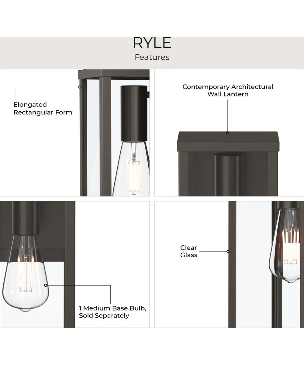 Ryle 1-Light Small Wall Lantern with Clear Glass Panels Antique Bronze - Image 7