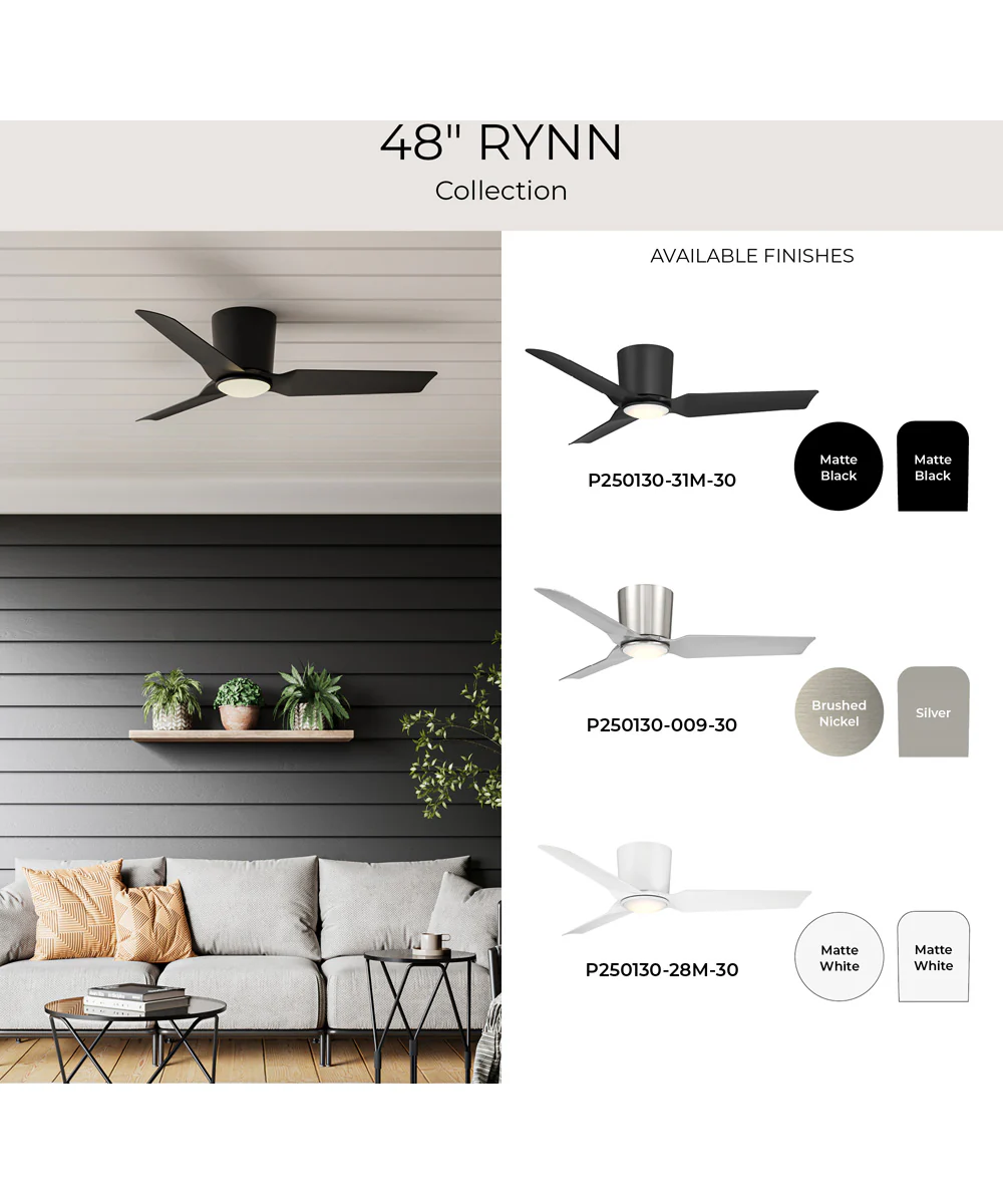 Rynn 48-in. 3-Blade Flush Mount Modern LED Ceiling Fan Brushed Nickel - Image 10