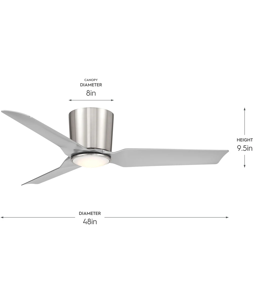 Rynn 48-in. 3-Blade Flush Mount Modern LED Ceiling Fan Brushed Nickel - Image 4