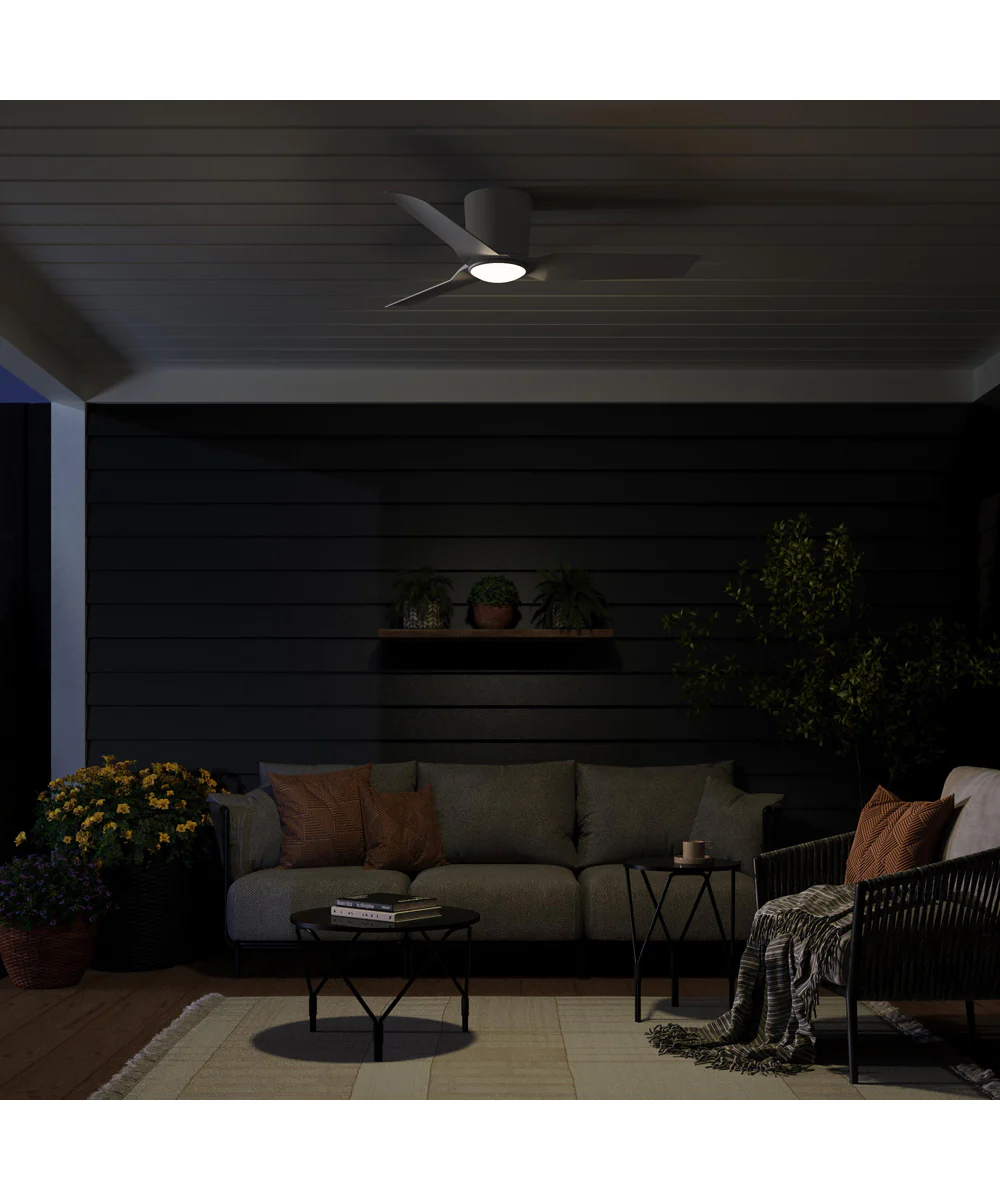 Rynn 48-in. 3-Blade Flush Mount Modern LED Ceiling Fan Matte White - Image 3