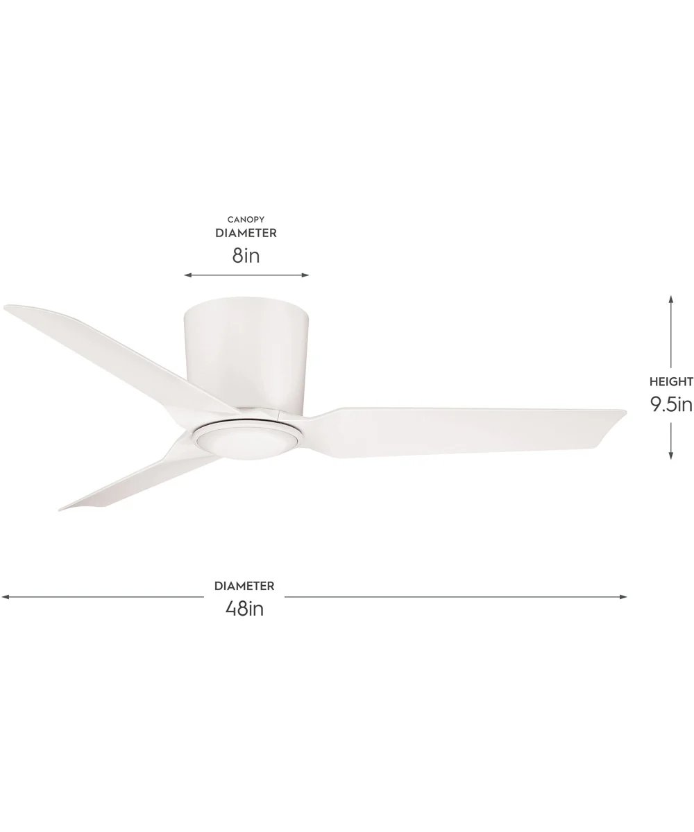 Rynn 48-in. 3-Blade Flush Mount Modern LED Ceiling Fan Matte White - Image 4