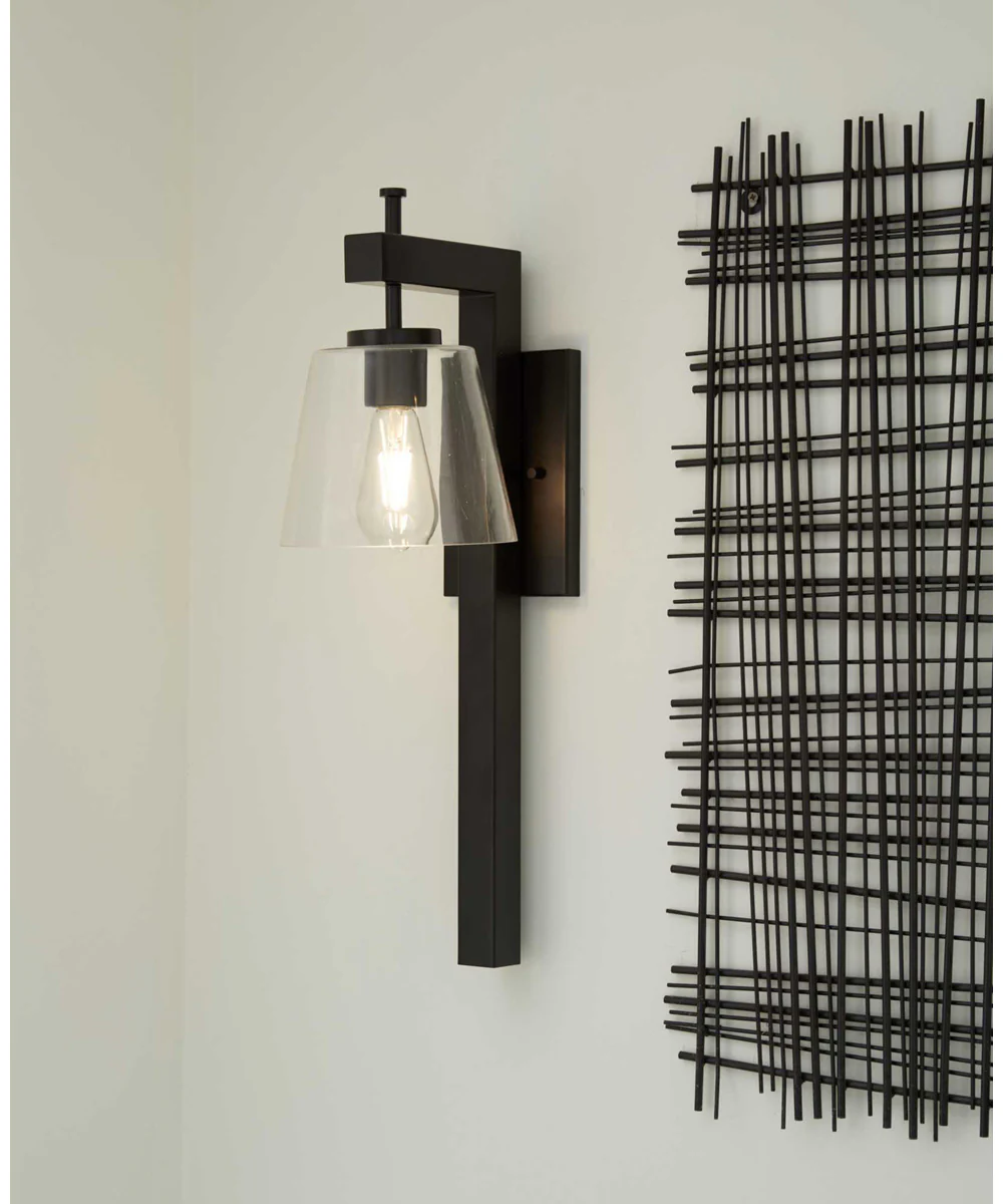 Saffert 1-Light New Traditional Clear Glass Wall Light Matte Black - Image 4