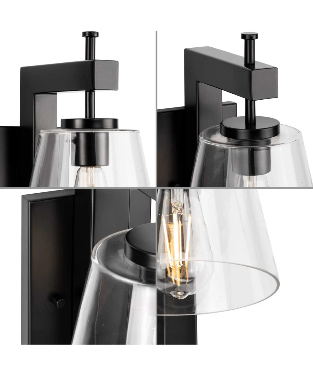 Saffert 1-Light New Traditional Clear Glass Wall Light Matte Black - Image 6