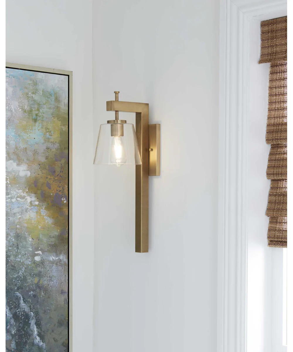 Saffert 1-Light New Traditional Clear Glass Wall Light Vintage Brass - Image 2