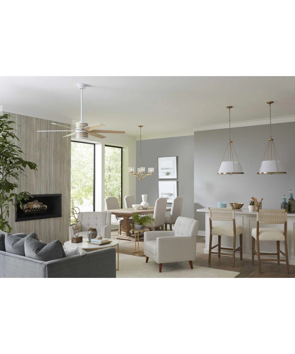 Saffert 3-Light New Traditional White Linen Glass Pendant Light Vintage Brass - Image 3