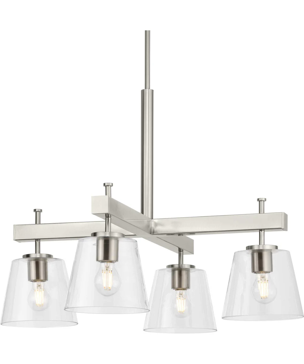 Saffert 4-Light New Traditional Clear Glass Chandelier Light Brushed Nickel