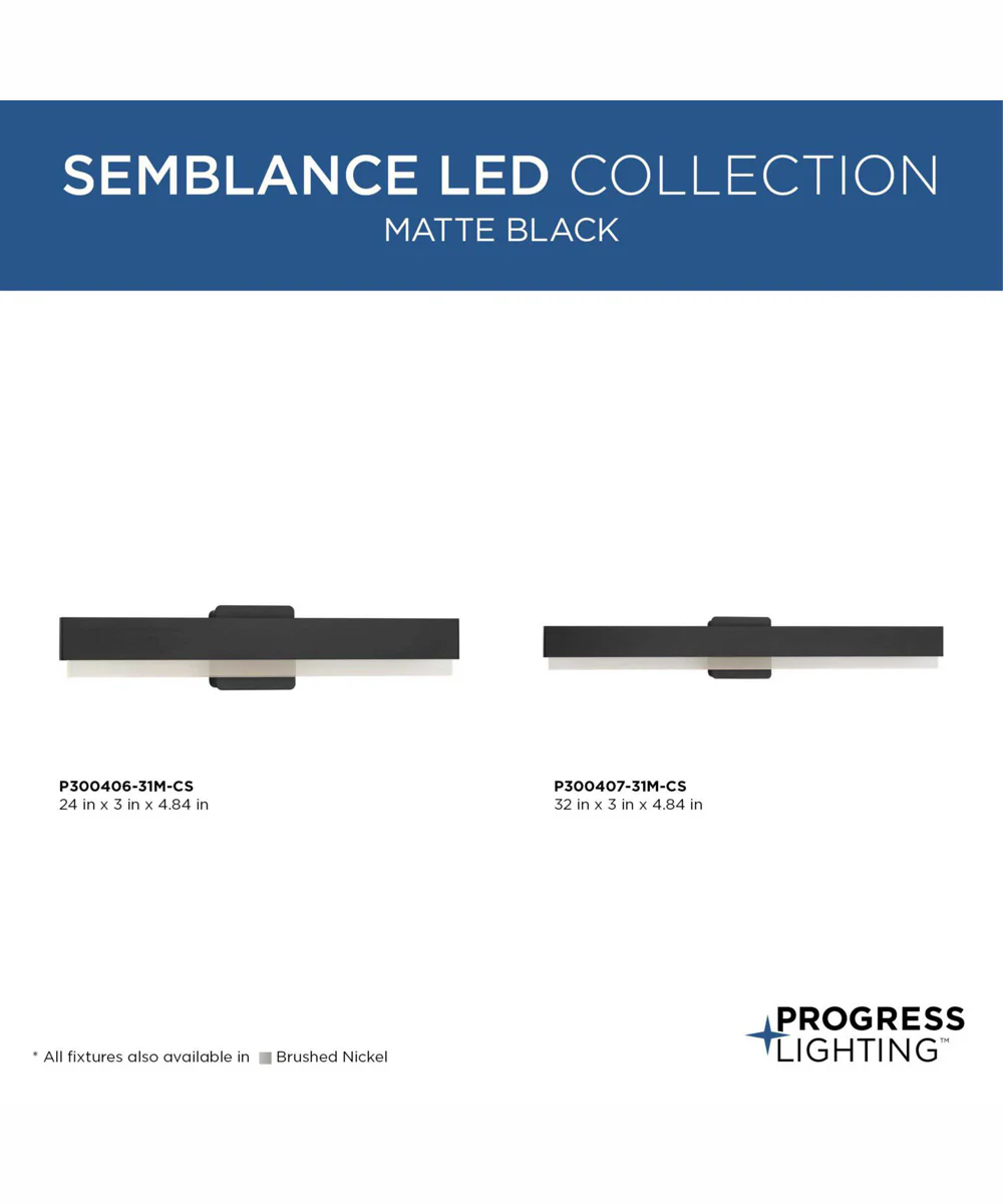 Semblance 24 in. Medium Modern 3CCT Integrated LED Linear Vanity Light Matte Black - Image 4