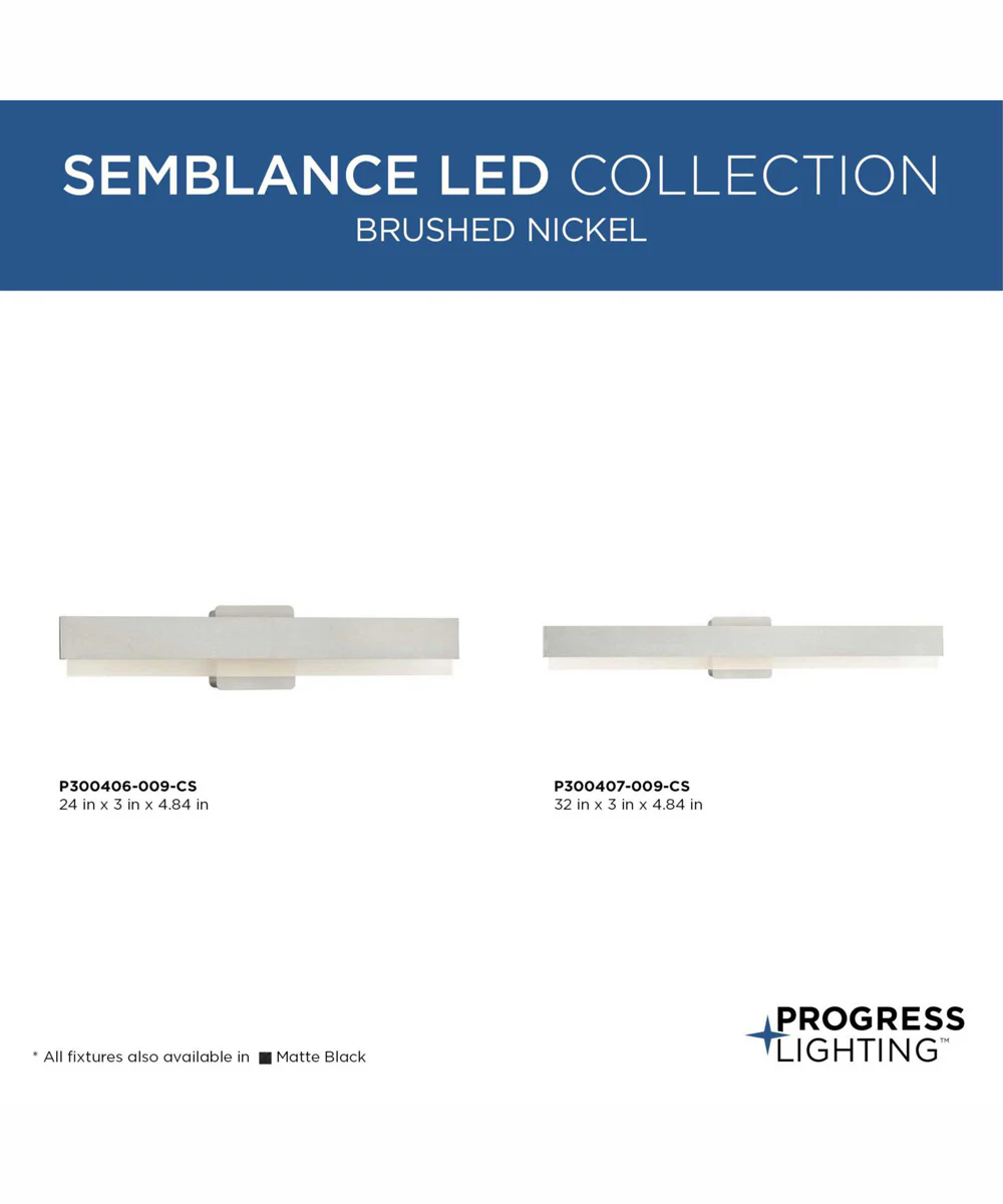 Semblance 32 in. Medium Modern 3CCT Integrated LED Linear Vanity Light Brushed Nickel - Image 3