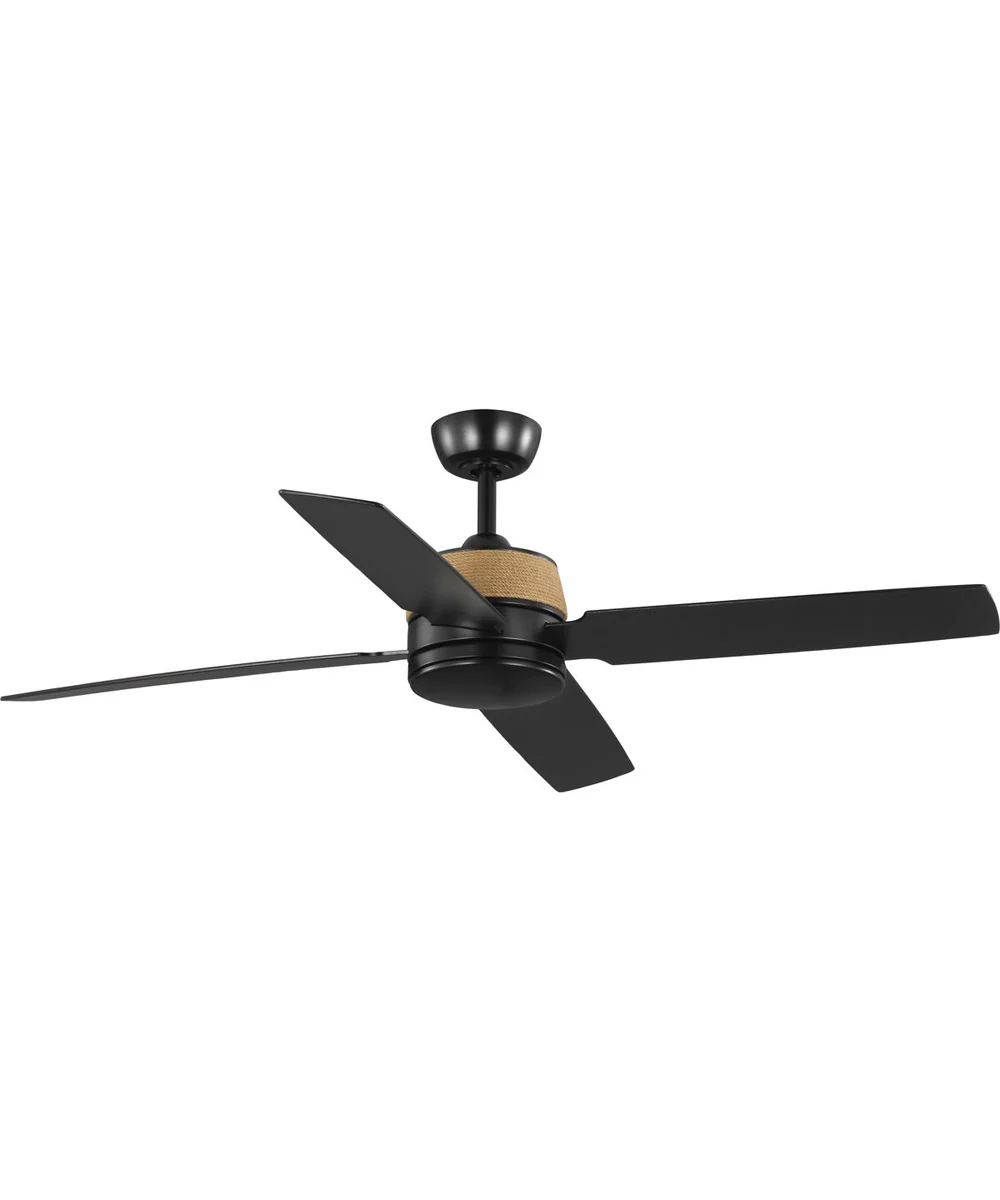 Shaffer II 56 in. 4-Blade Ceiling Fan with Integrated LED Lamped Light Natural Jute Accents Matte Black - Image 12