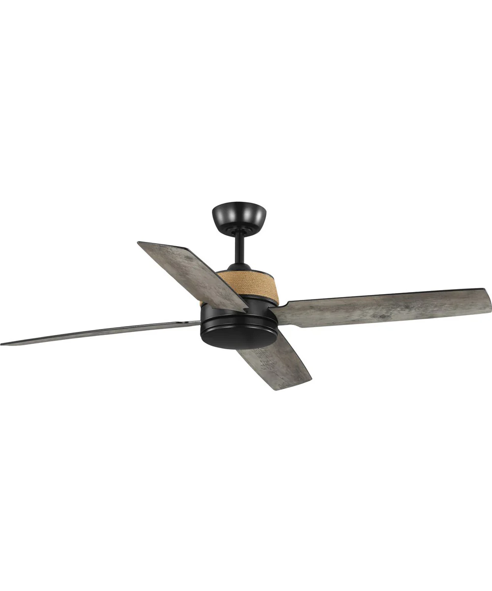 Shaffer II 56 in. 4-Blade Ceiling Fan with Integrated LED Lamped Light Natural Jute Accents Matte Black - Image 13