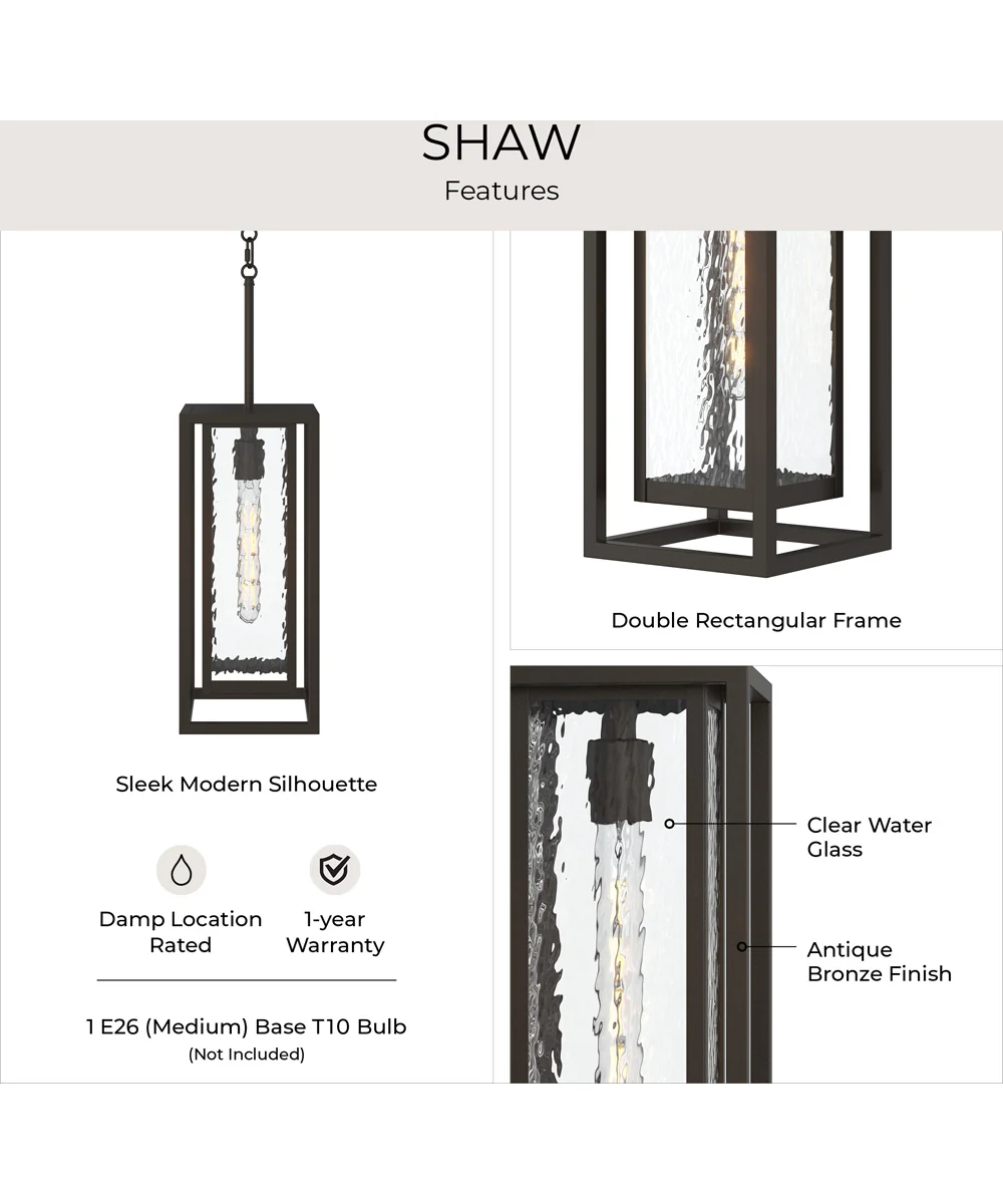 Shaw 17 Inch 1 Light Outdoor Pendant with Clear Glass Antique Bronze - Image 5