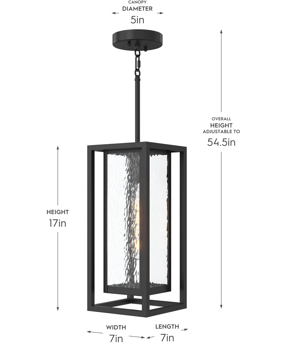 Shaw 17 Inch 1 Light Outdoor Pendant with Clear Glass Textured Black - Image 2