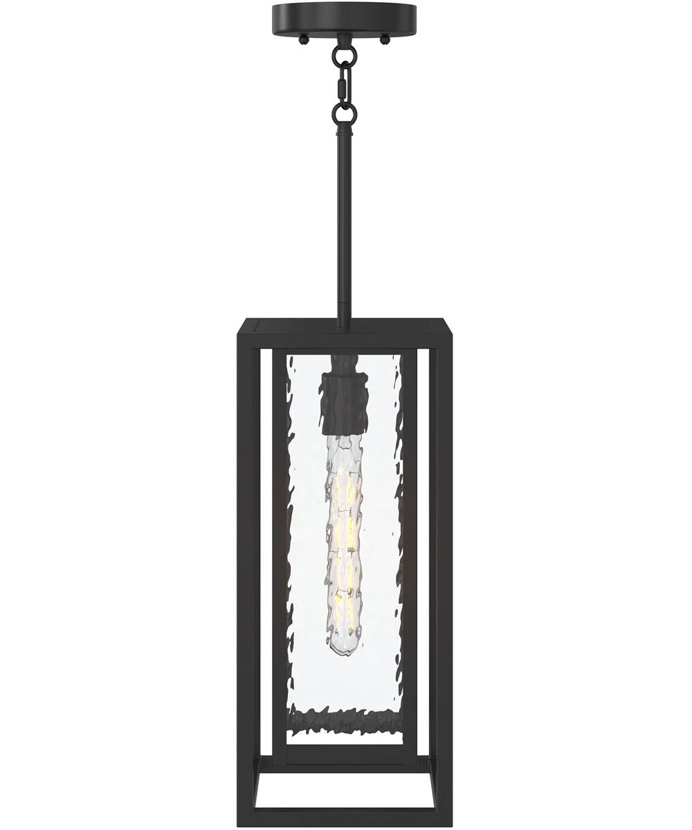 Shaw 17 Inch 1 Light Outdoor Pendant with Clear Glass Textured Black - Image 3