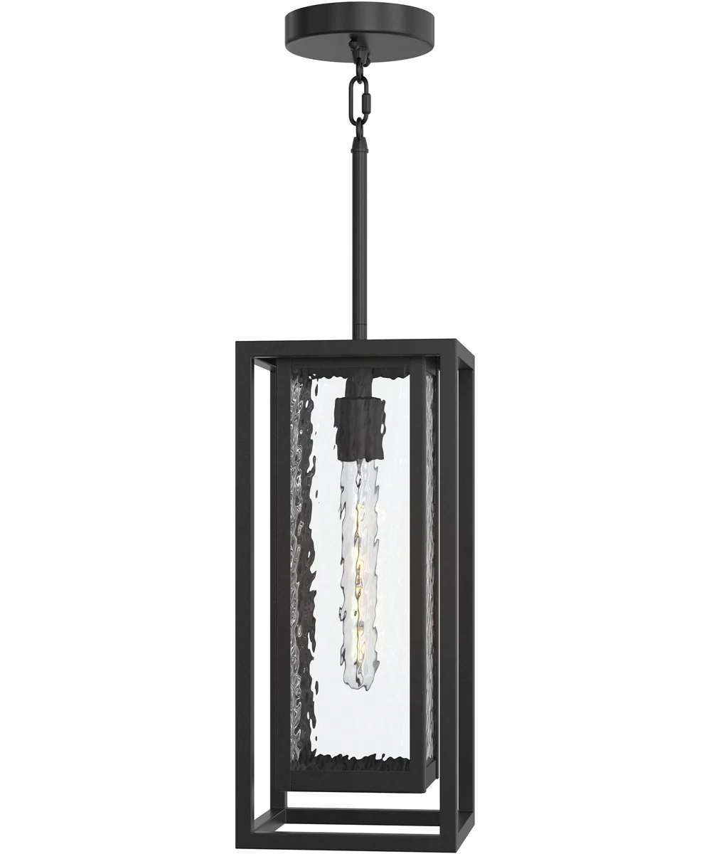 Shaw 17 Inch 1 Light Outdoor Pendant with Clear Glass Textured Black - Image 4