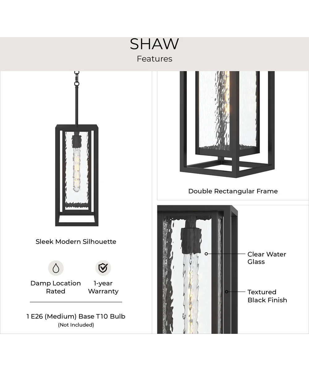 Shaw 17 Inch 1 Light Outdoor Pendant with Clear Glass Textured Black - Image 5